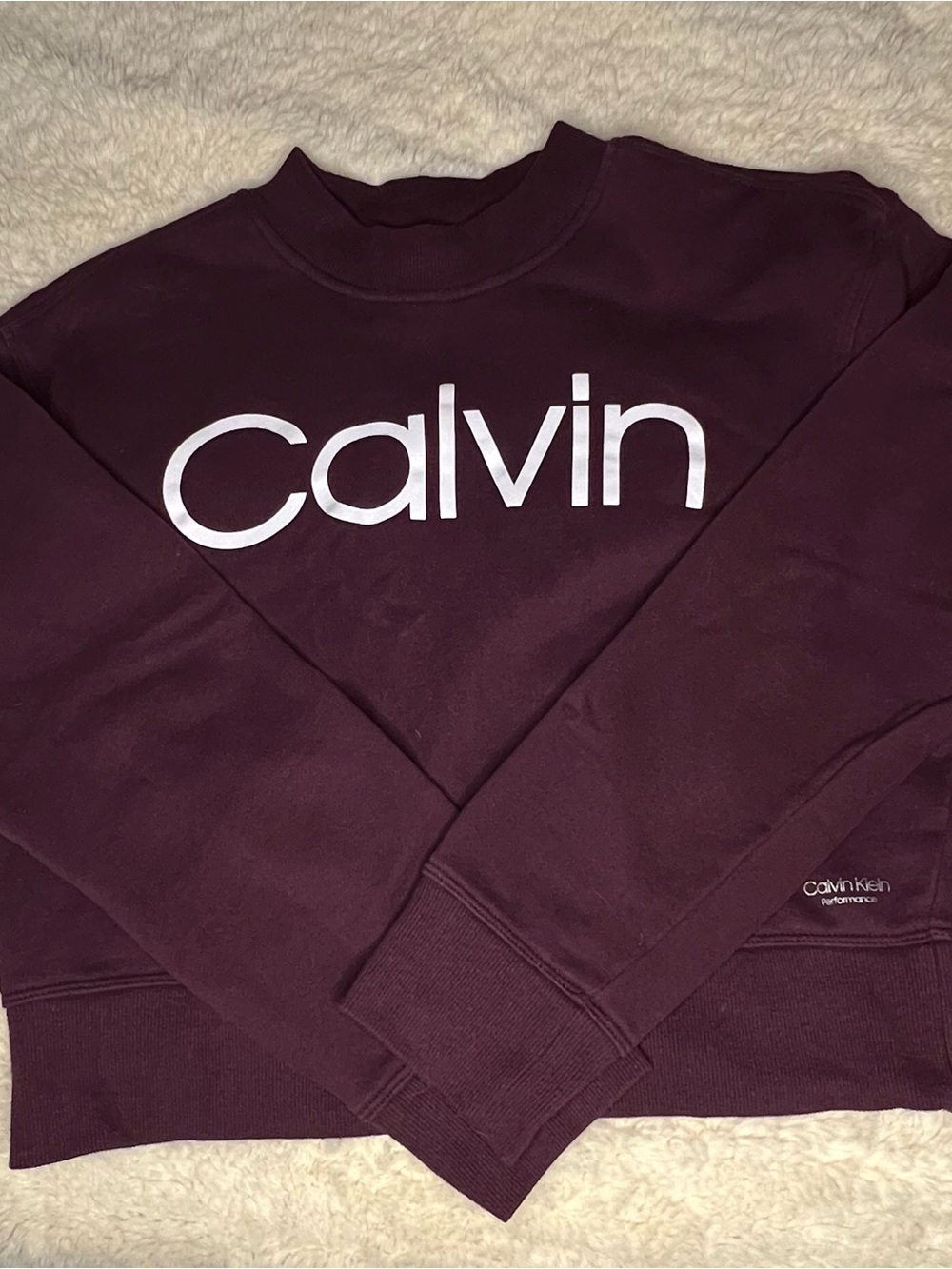 Calvin Klein Performance Logo Relaxed Sweatshirt Burgundy Purple Size Medium